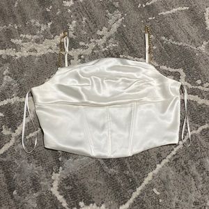 Pearl White Corset Buckle Top